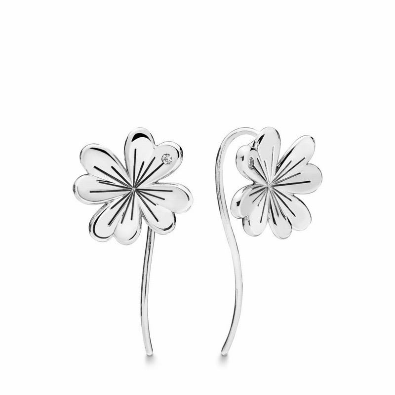 Pandora Lucky Four-Leaf Clover Earrings Silver Egypt WJ9123850